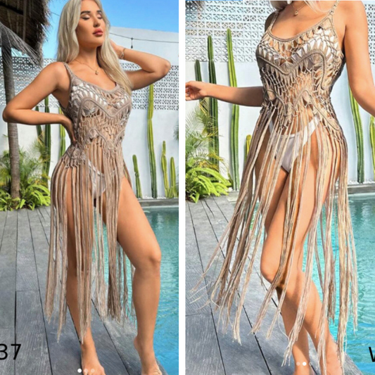 Crochet Tassel Cover Up Dress