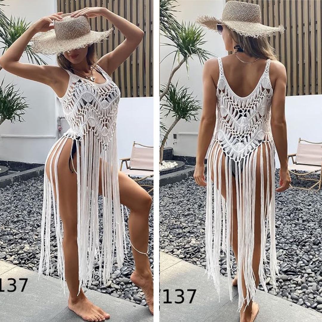 Crochet Tassel Cover Up Dress