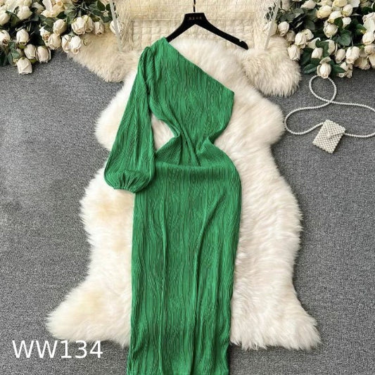 Victoria One Shoulder Solid Color Dress